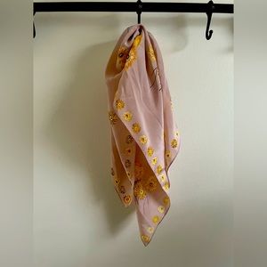 Madewell pink floral silk scarf